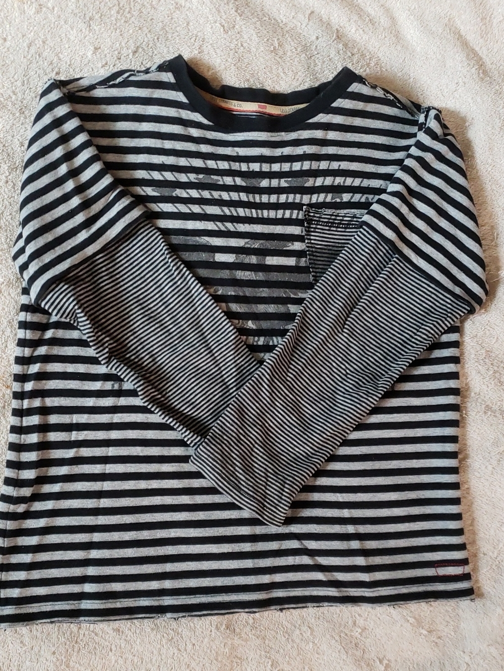 Levi's Black and Gray Striped Long Sleeve Tee - Boys M